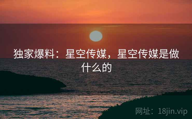 独家爆料：星空传媒，星空传媒是做什么的